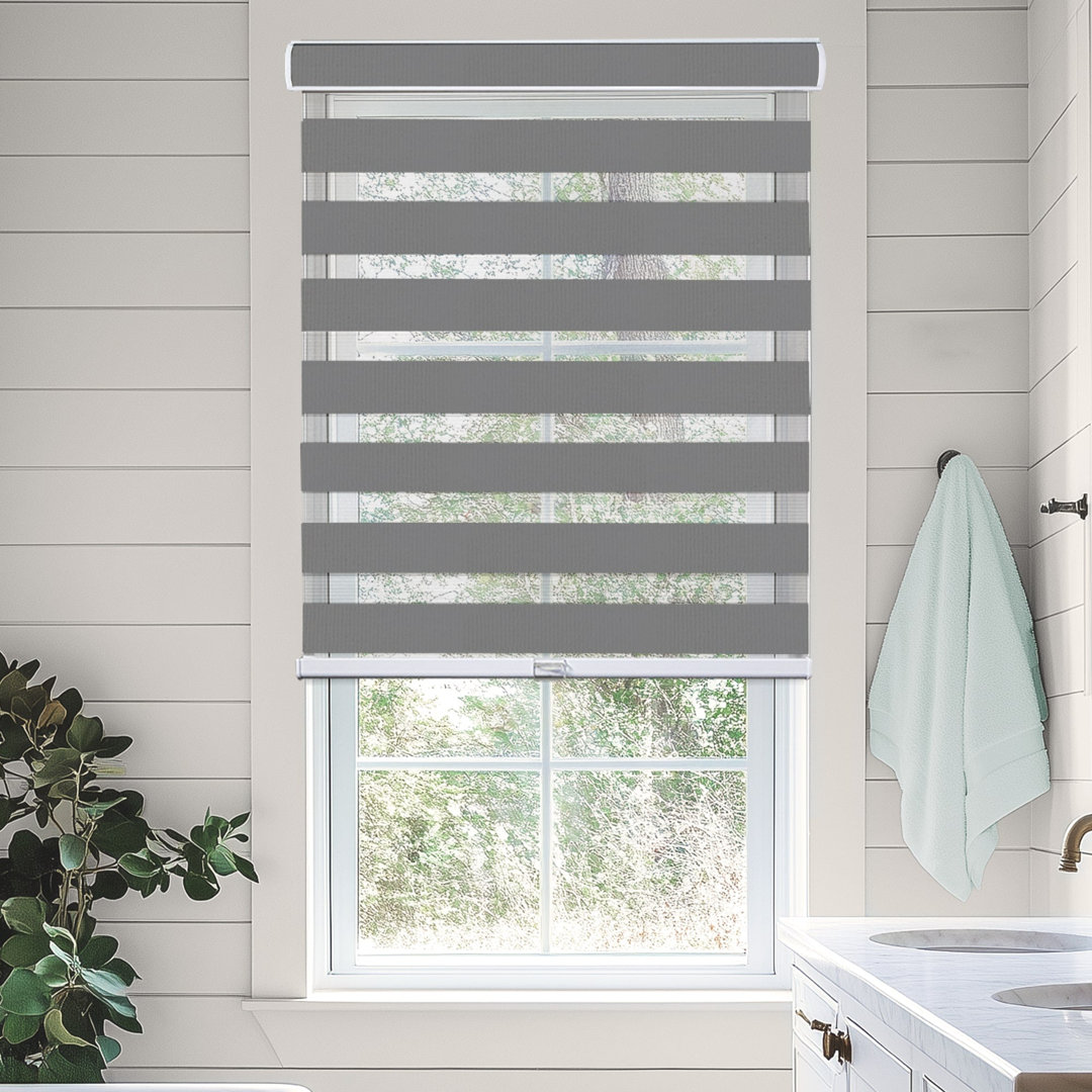 Premium Cordless Zebra Roller Shades - White - Dual Layer - Light Filtering and Room Darkening